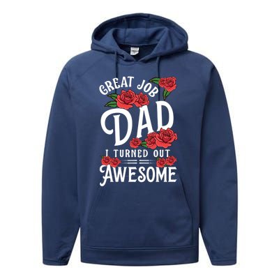 Dear Dad Funny Father Graphic Fatherhood Papa Cute Gift Performance Fleece Hoodie