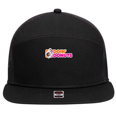 Doin' Donuts Funny Racing & Drift Car Enthusiast 7 Panel Mesh Trucker Snapback Hat