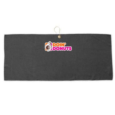 Doin' Donuts Funny Racing & Drift Car Enthusiast Large Microfiber Waffle Golf Towel