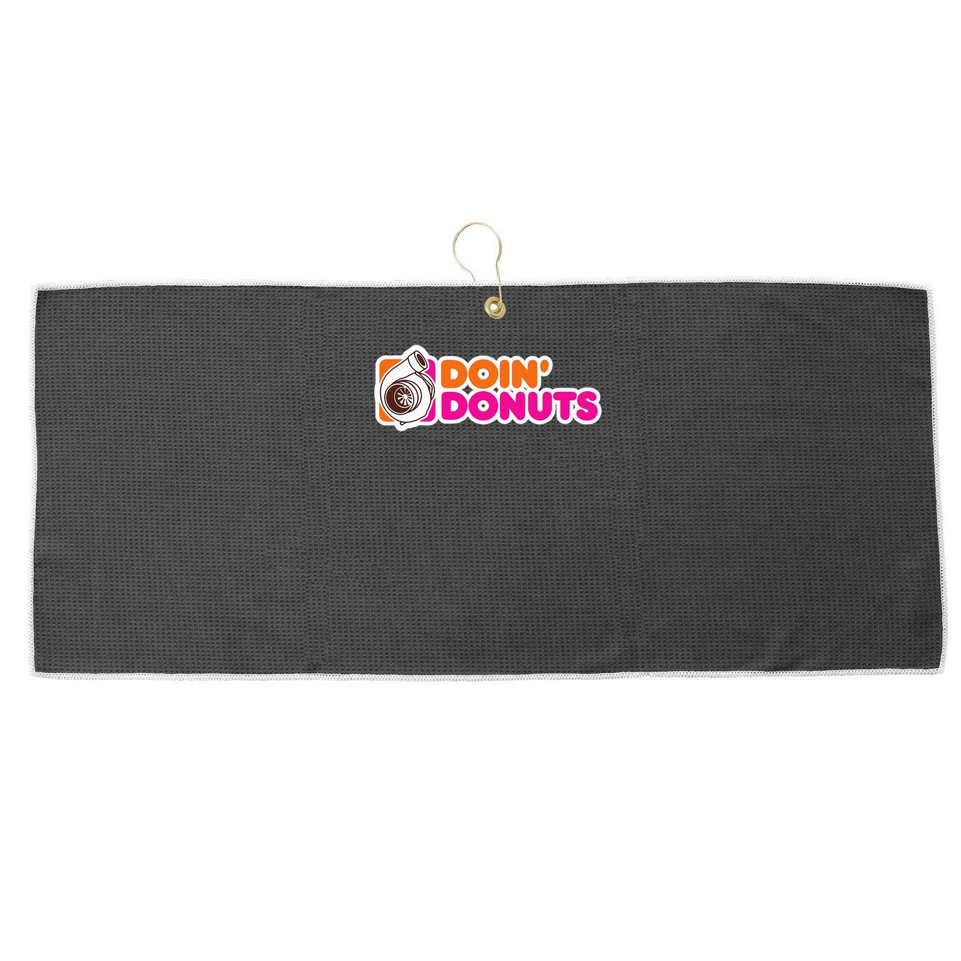 Doin' Donuts Funny Racing & Drift Car Enthusiast Large Microfiber Waffle Golf Towel