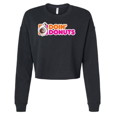 Doin' Donuts Funny Racing & Drift Car Enthusiast Cropped Pullover Crew