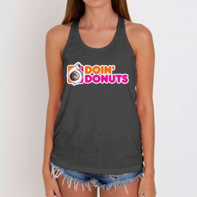 Doin Donuts Funny Racing & Drift Car Enthusiast Women's Knotted Racerback Tank