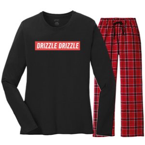 Drizzle Drizzle Funny Soft Guy Era Meme Funny Meme Quirky Sarcasm Trendy Women's Long Sleeve Flannel Pajama Set 