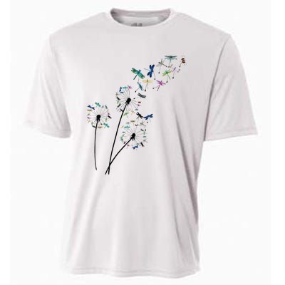 Dandelion Dragonfly Flower Floral Dragonfly Tree Cooling Performance Crew T-Shirt