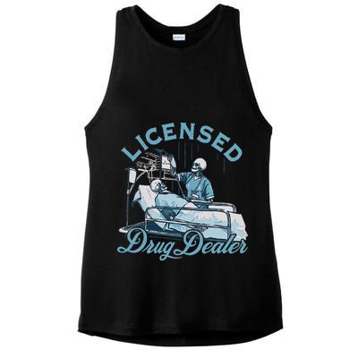 Drug Dealer Funny Nurse Doctor Humor Ladies PosiCharge Tri-Blend Wicking Tank