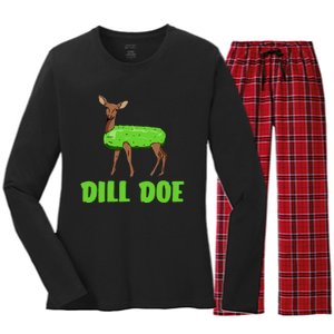 Dill Doe Funny Adult Humor Funny Nature Deer Redneck Women's Long Sleeve Flannel Pajama Set 