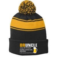 Druncle Definition Funny Gift For Uncle Present Novelty Stripe Pom Pom Beanie