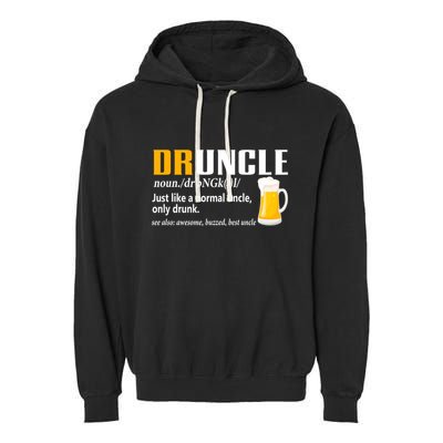 Druncle Definition Funny Gift For Uncle Present Novelty Garment-Dyed Fleece Hoodie