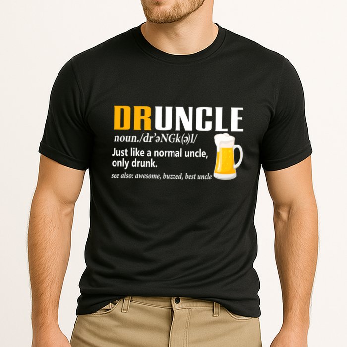 Druncle Definition Funny Gift For Uncle Present Novelty Cooling Performance Crew T-Shirt