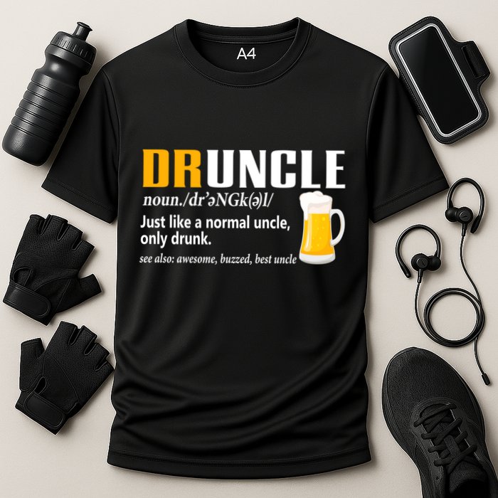 Druncle Definition Funny Gift For Uncle Present Novelty Cooling Performance Crew T-Shirt