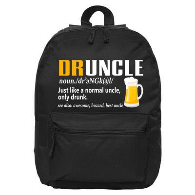 Druncle Definition Funny Gift For Uncle Present Novelty 16 in Basic Backpack