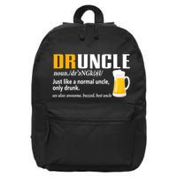 Druncle Definition Funny Gift For Uncle Present Novelty 16 in Basic Backpack