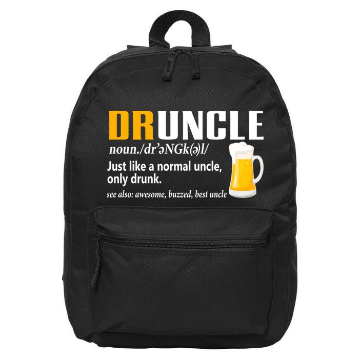 Druncle Definition Funny Gift For Uncle Present Novelty 16 in Basic Backpack