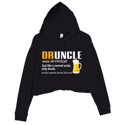 Druncle Definition Funny Gift For Uncle Present Novelty Crop Fleece Hoodie