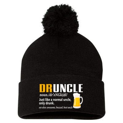 Druncle Definition Funny Gift For Uncle Present Novelty Pom Pom 12in Knit Beanie