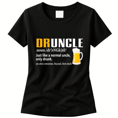 Druncle Definition Funny Gift For Uncle Present Novelty Womens T-Shirt