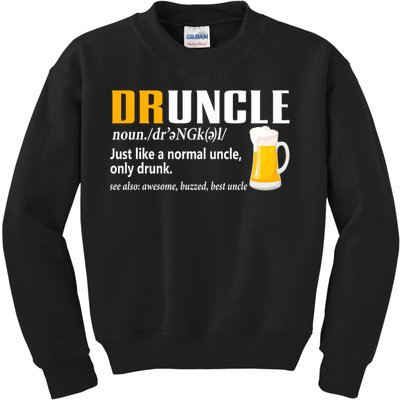 Druncle Definition Funny Gift For Uncle Present Novelty Kids Sweatshirt