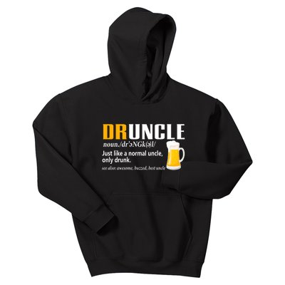 Druncle Definition Funny Gift For Uncle Present Novelty Kids Hoodie