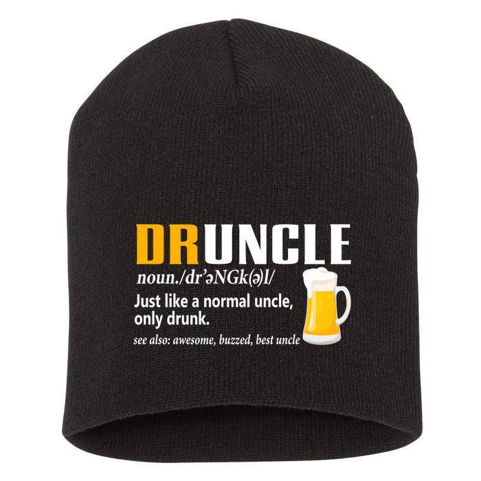 Druncle Definition Funny Gift For Uncle Present Novelty Short Acrylic Beanie