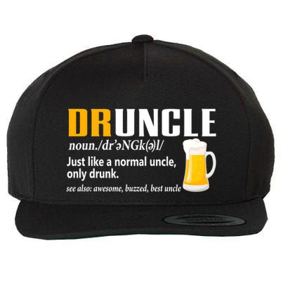 Druncle Definition Funny Gift For Uncle Present Novelty Wool Snapback Cap