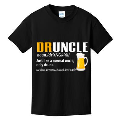 Druncle Definition Funny Gift For Uncle Present Novelty Kids T-Shirt