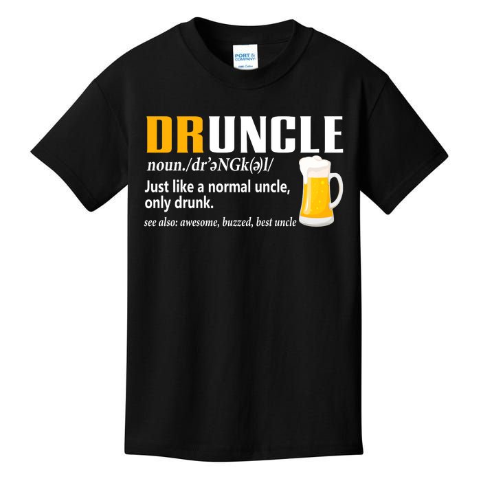 Druncle Definition Funny Gift For Uncle Present Novelty Kids T-Shirt