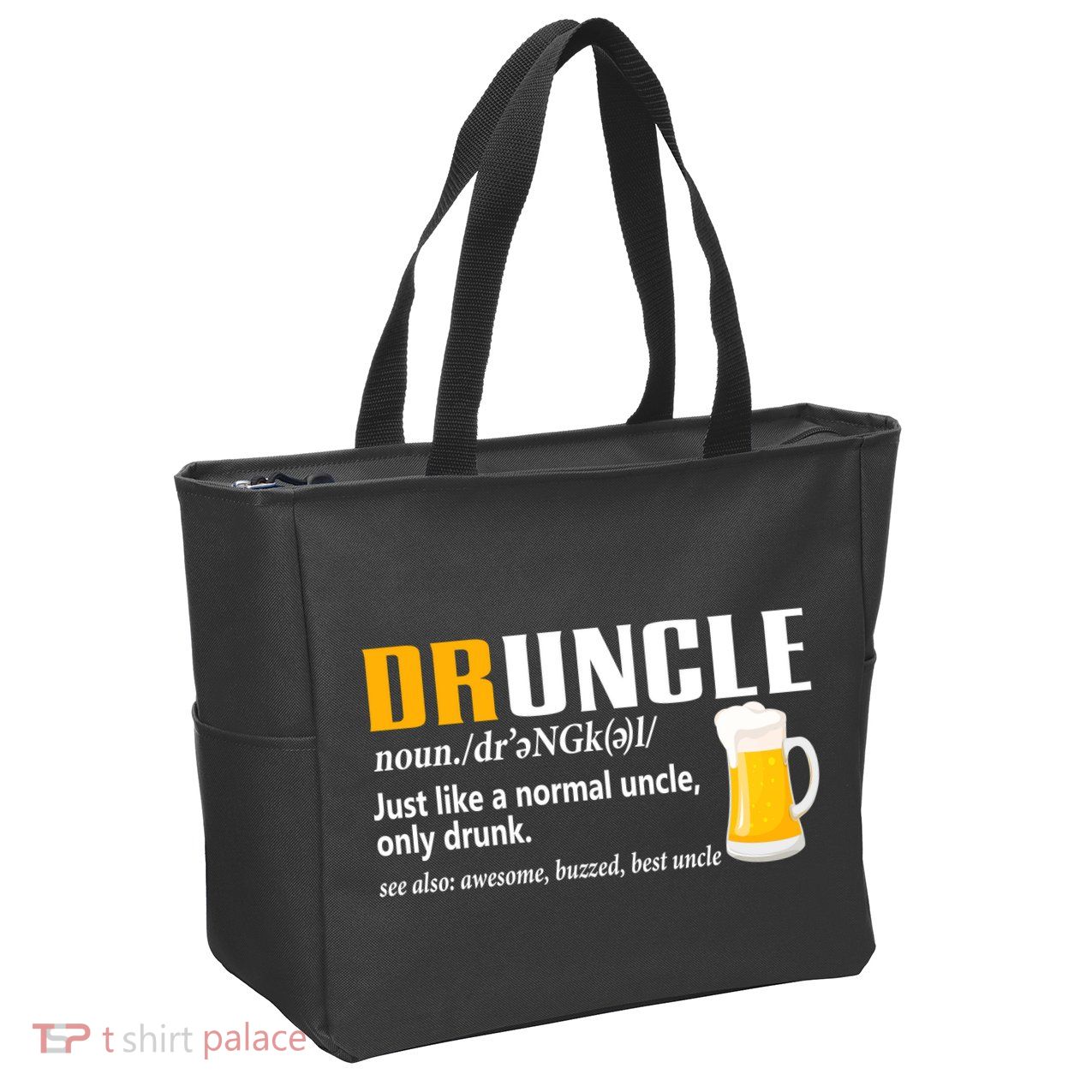 Druncle Definition Funny Gift For Uncle Present Novelty Zip Tote Bag