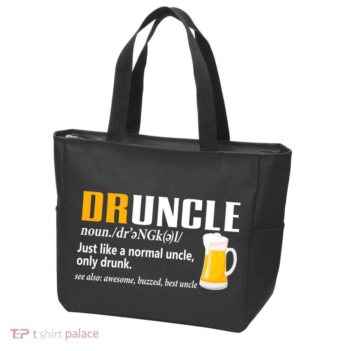 Druncle Definition Funny Gift For Uncle Present Novelty Zip Tote Bag