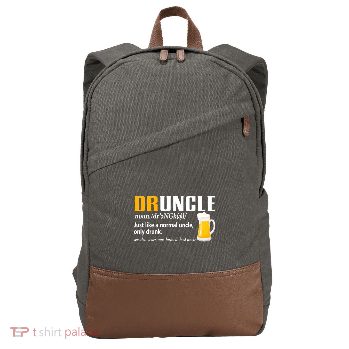 Druncle Definition Funny Gift For Uncle Present Novelty Cotton Canvas Backpack