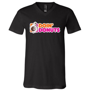 Doin Donuts Funny Racing & Drift Car Enthusiast V-Neck T-Shirt