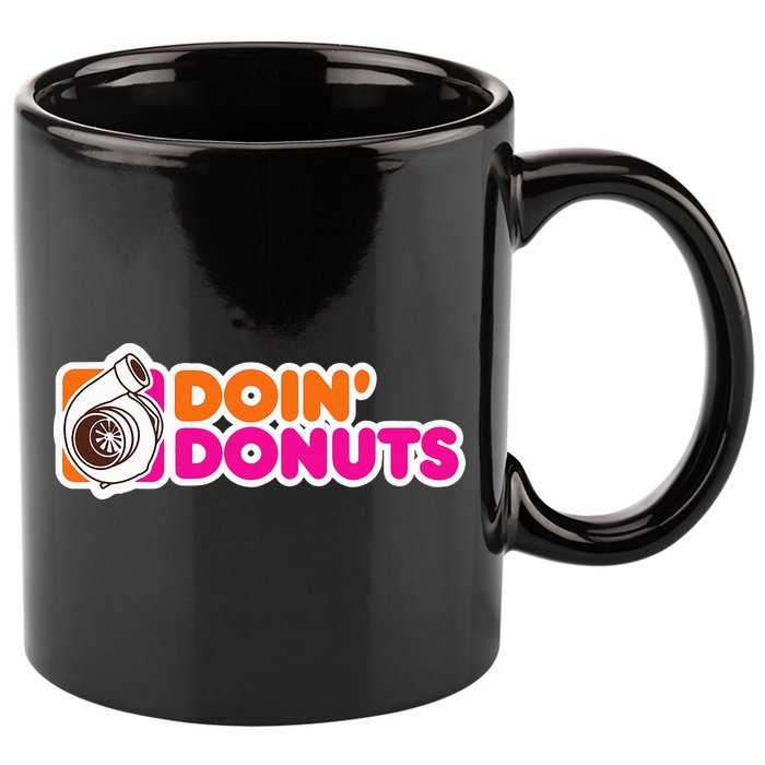 Doin Donuts Funny Racing & Drift Car Enthusiast 11oz C Handle Ceramic Mug
