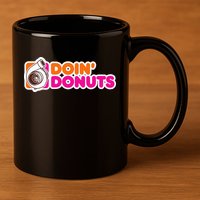Doin Donuts Funny Racing & Drift Car Enthusiast 11oz C Handle Ceramic Mug