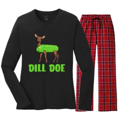 Dill Doe Funny Humor Funny Nature Deer Redneck Women's Long Sleeve Flannel Pajama Set 