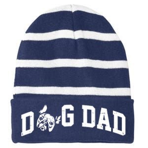 Dog Dad French Bulldog Striped Beanie with Solid Band