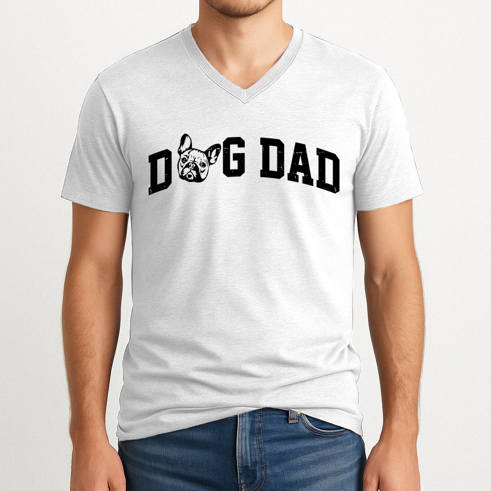 Dog Dad French Bulldog V-Neck T-Shirt