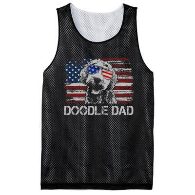 Doodle Dad Goldendoodle Dog American Flag 4th Of July Mesh Reversible Basketball Jersey Tank