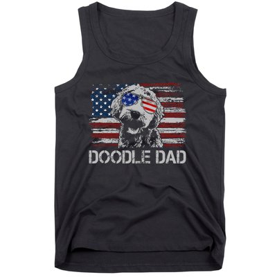 Doodle Dad Goldendoodle Dog American Flag 4th Of July Tank Top