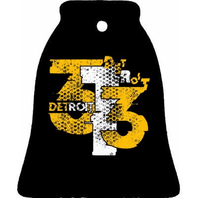 Distressed Detroit Graphic 313 Area Ceramic Bell Ornament