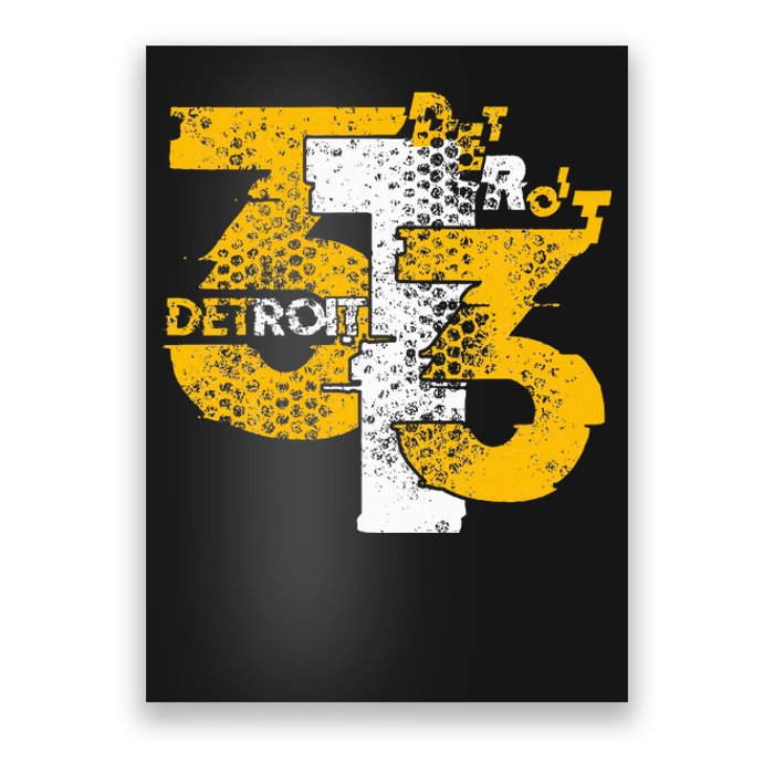 Distressed Detroit Graphic 313 Area Poster