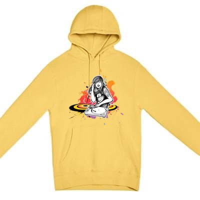 Dj Deejay Girl Music Techno Headphones Turntable Pop Cute Gift Premium Pullover Hoodie