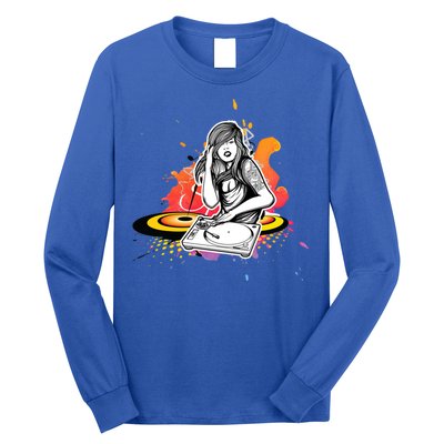 Dj Deejay Girl Music Techno Headphones Turntable Pop Cute Gift Long Sleeve Shirt