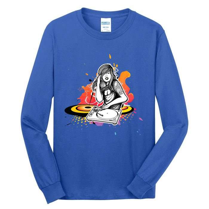 Dj Deejay Girl Music Techno Headphones Turntable Pop Cute Gift Tall Long Sleeve T-Shirt