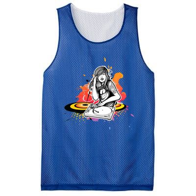 Dj Deejay Girl Music Techno Headphones Turntable Pop Cute Gift Mesh Reversible Basketball Jersey Tank