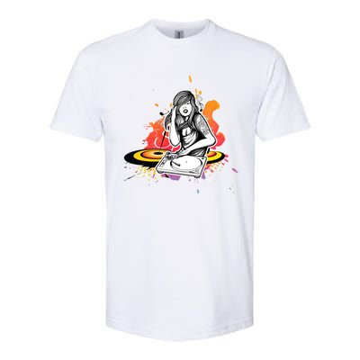 Dj Deejay Girl Music Techno Headphones Turntable Pop Cute Gift Softstyle CVC T-Shirt