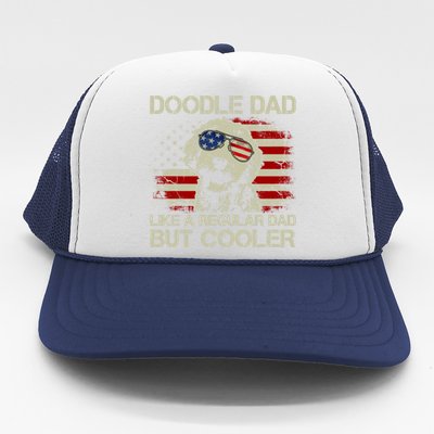 Doodle Dad Goldendoodle Regular Dad But Cooler American Flag Gift Trucker Hat