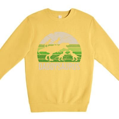 Daddy Dinosaur Gift Daddysaurus Rex 4 Cool Gift Cool Gift Premium Crewneck Sweatshirt