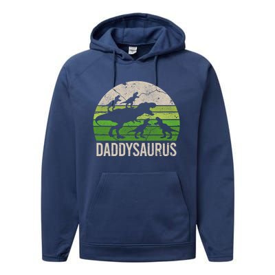 Daddy Dinosaur Gift Daddysaurus Rex 4 Cool Gift Cool Gift Performance Fleece Hoodie