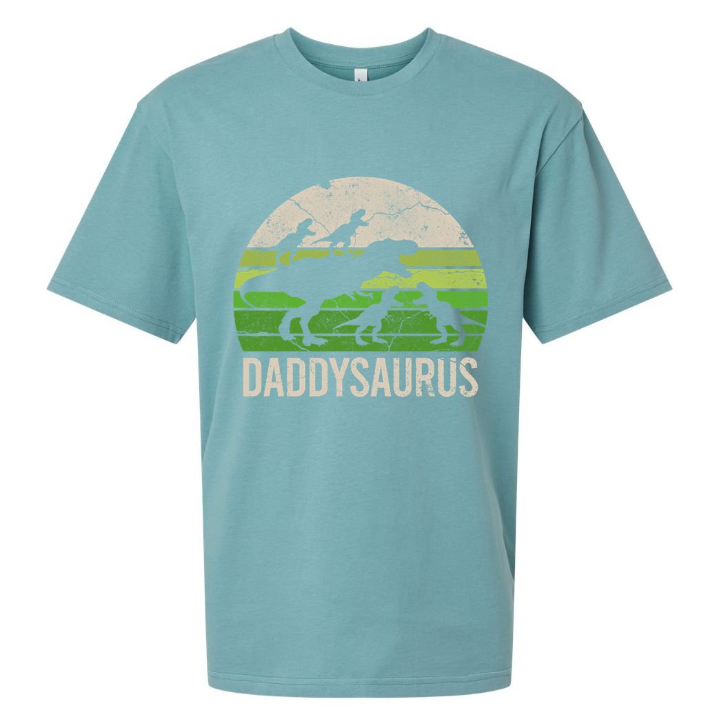 Daddy Dinosaur Gift Daddysaurus Rex 4 Cool Gift Cool Gift Sueded Cloud Jersey T-Shirt