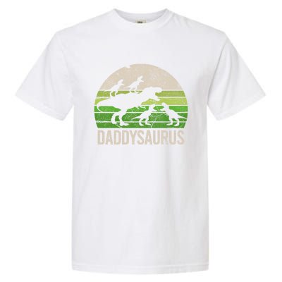 Daddy Dinosaur Gift Daddysaurus Rex 4 Cool Gift Cool Gift Garment-Dyed Heavyweight T-Shirt