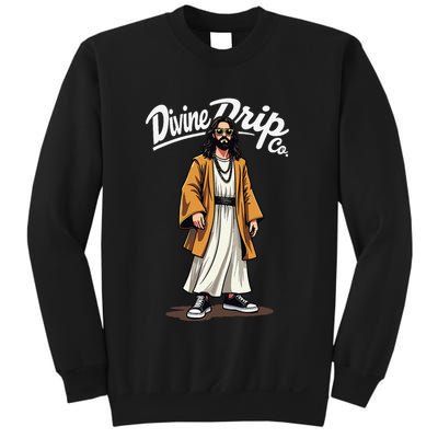 Divine Drip Gen Z Slang He Is Rizzen Funny Jesus Meme .Png Sweatshirt